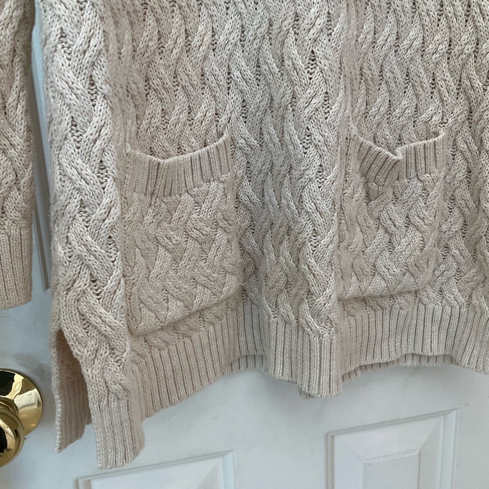 Jeanne Pierre 100% cotton cable-knit turtleneck tunic sweater, ivory, Sz L - Picture 4 of 11